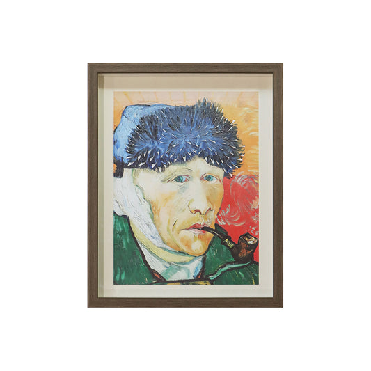 Vivid Abstract Portrait in Wood Frame