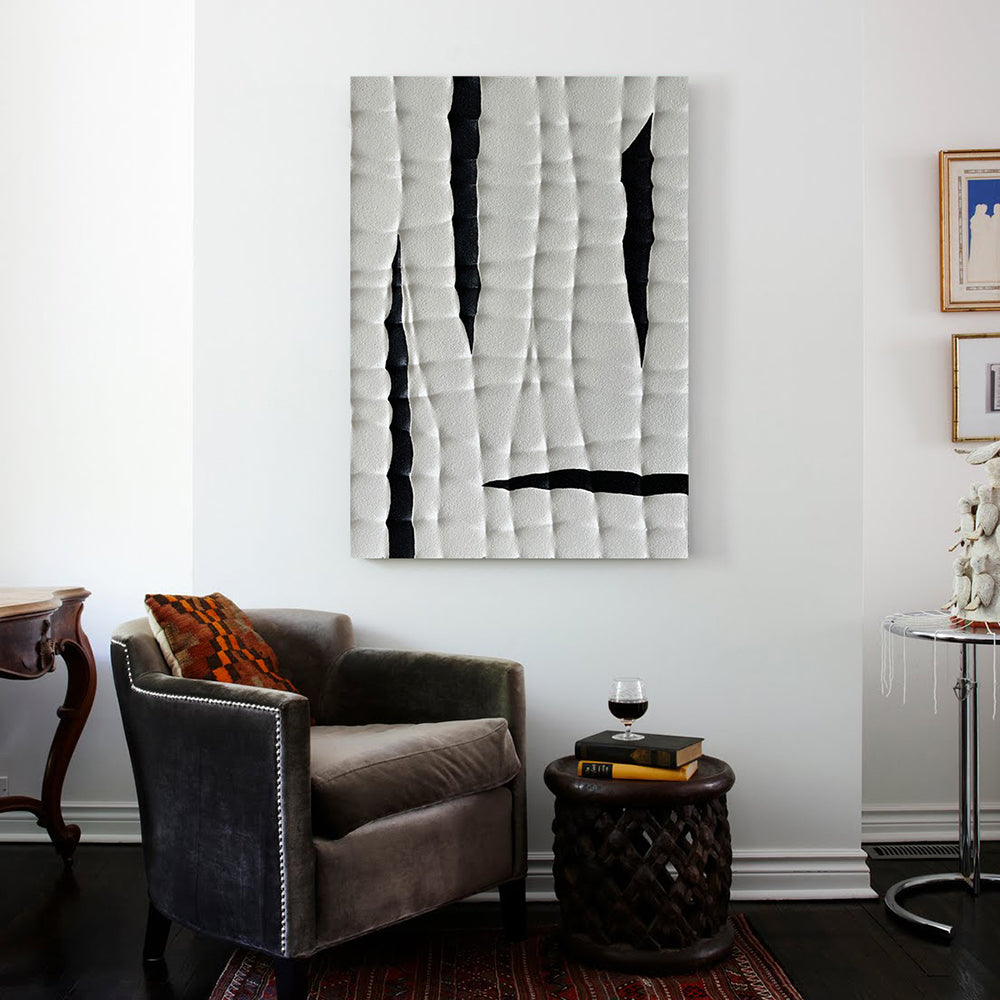 Abstract Black and White MDF Wall Art