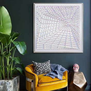 Iridescent 3D Perspective Grid Wall Art