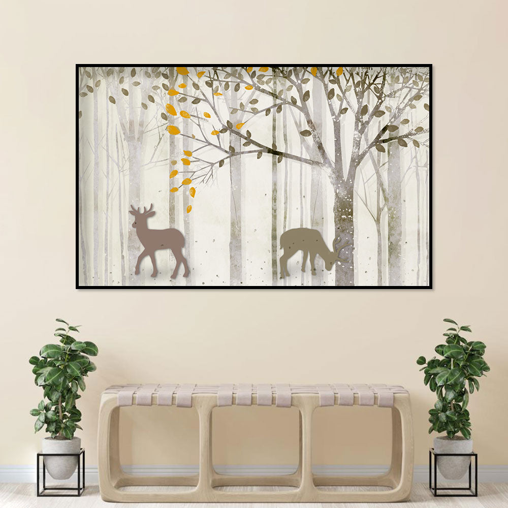 Tranquil Deer in Autumn Canvas Wall Art