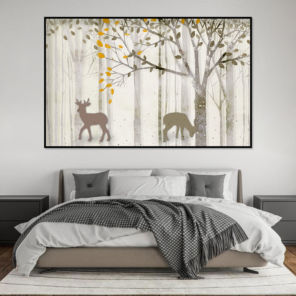 Tranquil Deer in Autumn Canvas Wall Art