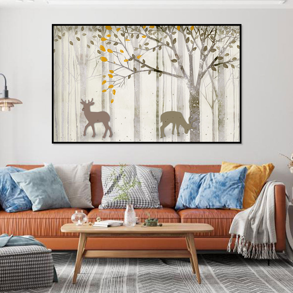 Tranquil Deer in Autumn Canvas Wall Art