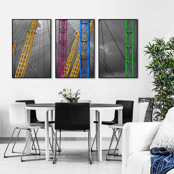 3 Piece Nordic Colorful Steel Structure Canvas Wall Art