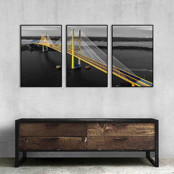 3 Piece Nordic Yellow Suspension Bridge Canvas Wall Art