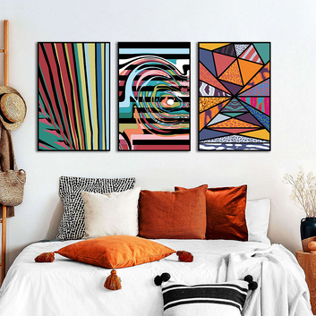 3 Piece Colorful Geometry Pattern Canvas Wall Art