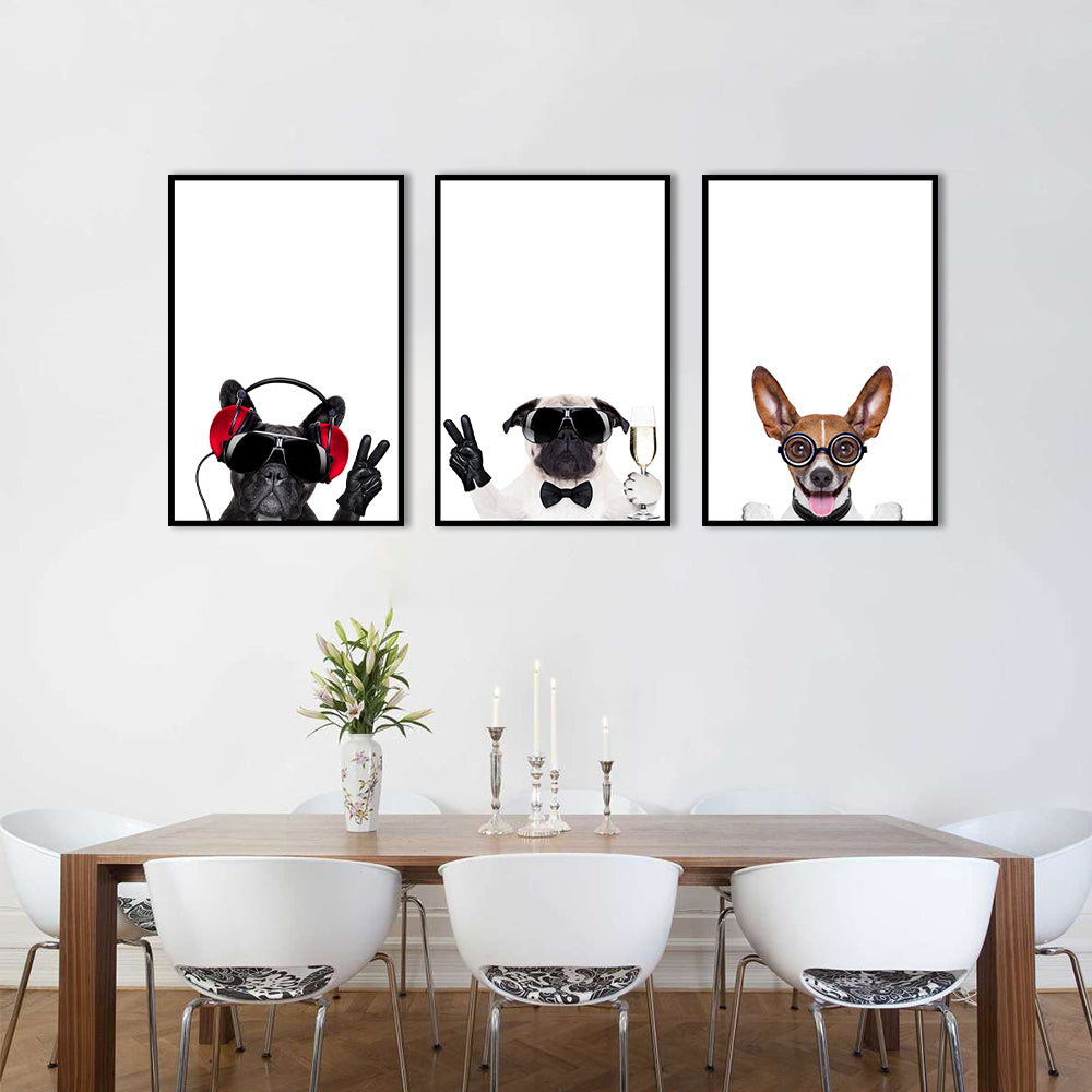 3 Piece Hippie Dogs Canvas Wall Art