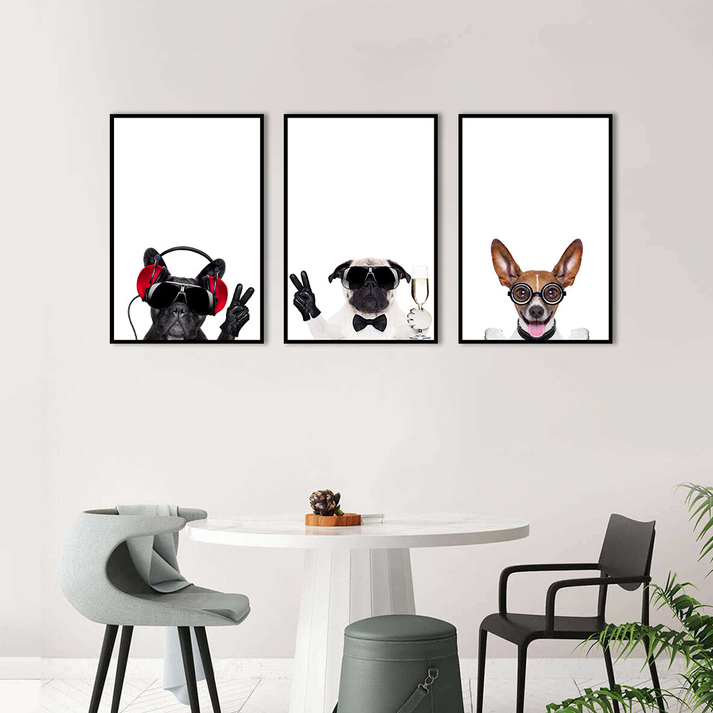 3 Piece Hippie Dogs Canvas Wall Art