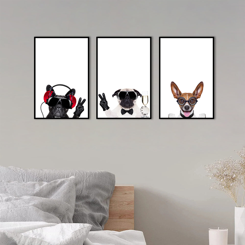 3 Piece Hippie Dogs Canvas Wall Art