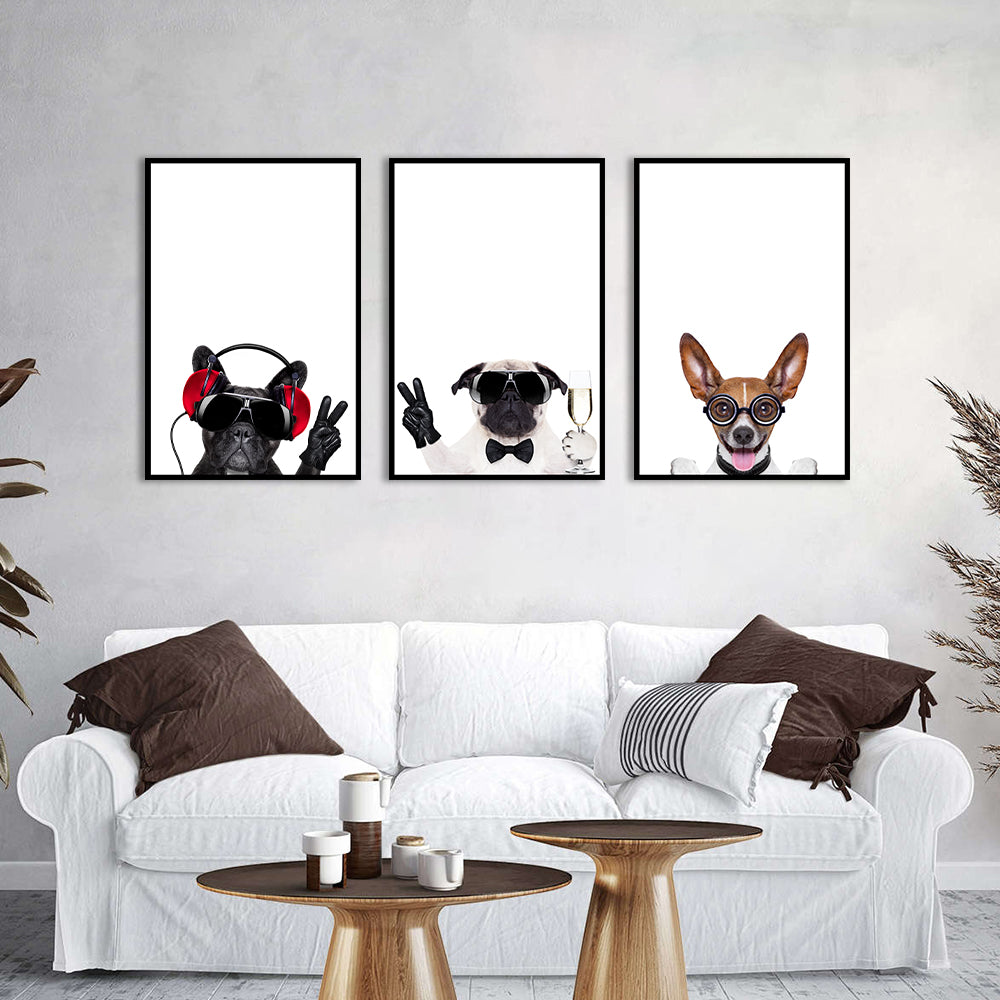 3 Piece Hippie Dogs Canvas Wall Art