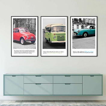 3 Piece Colorful Vintage Car Canvas Wall Art