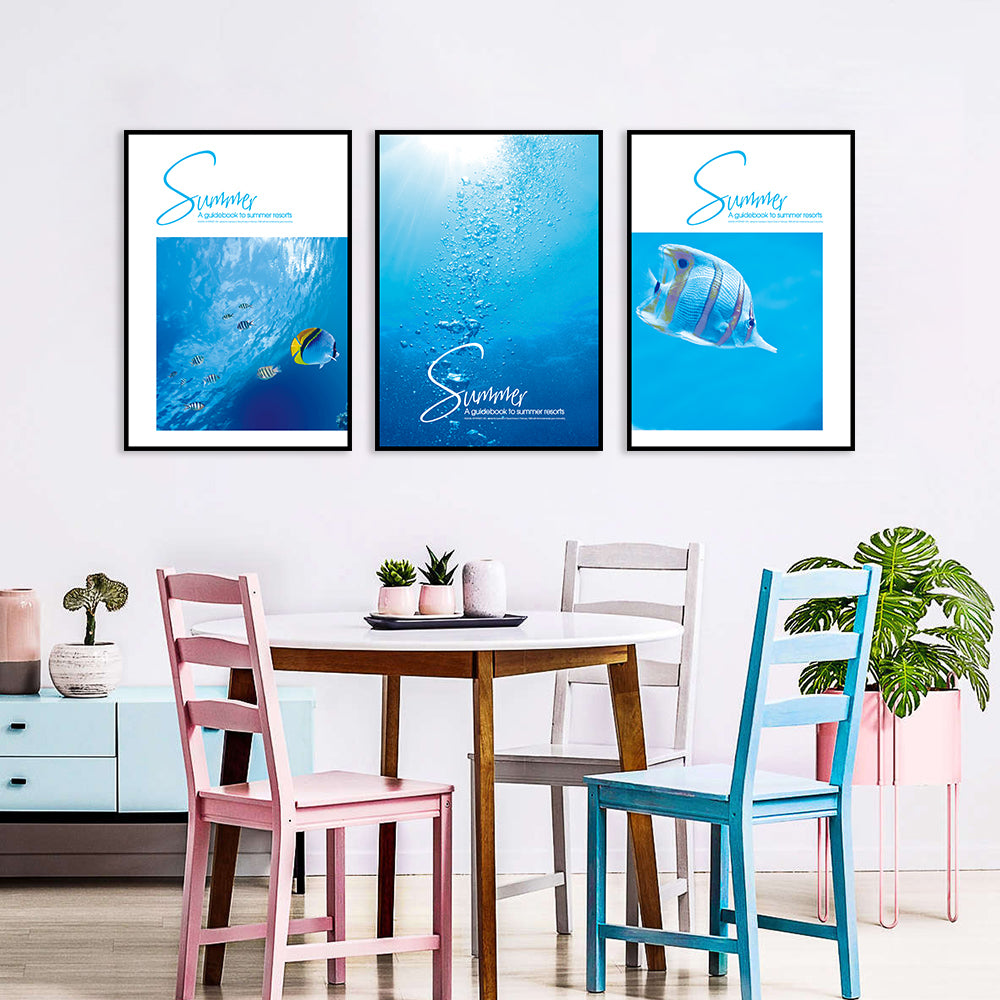 3 Piece Summer Ocean Fish Canvas Wall Art