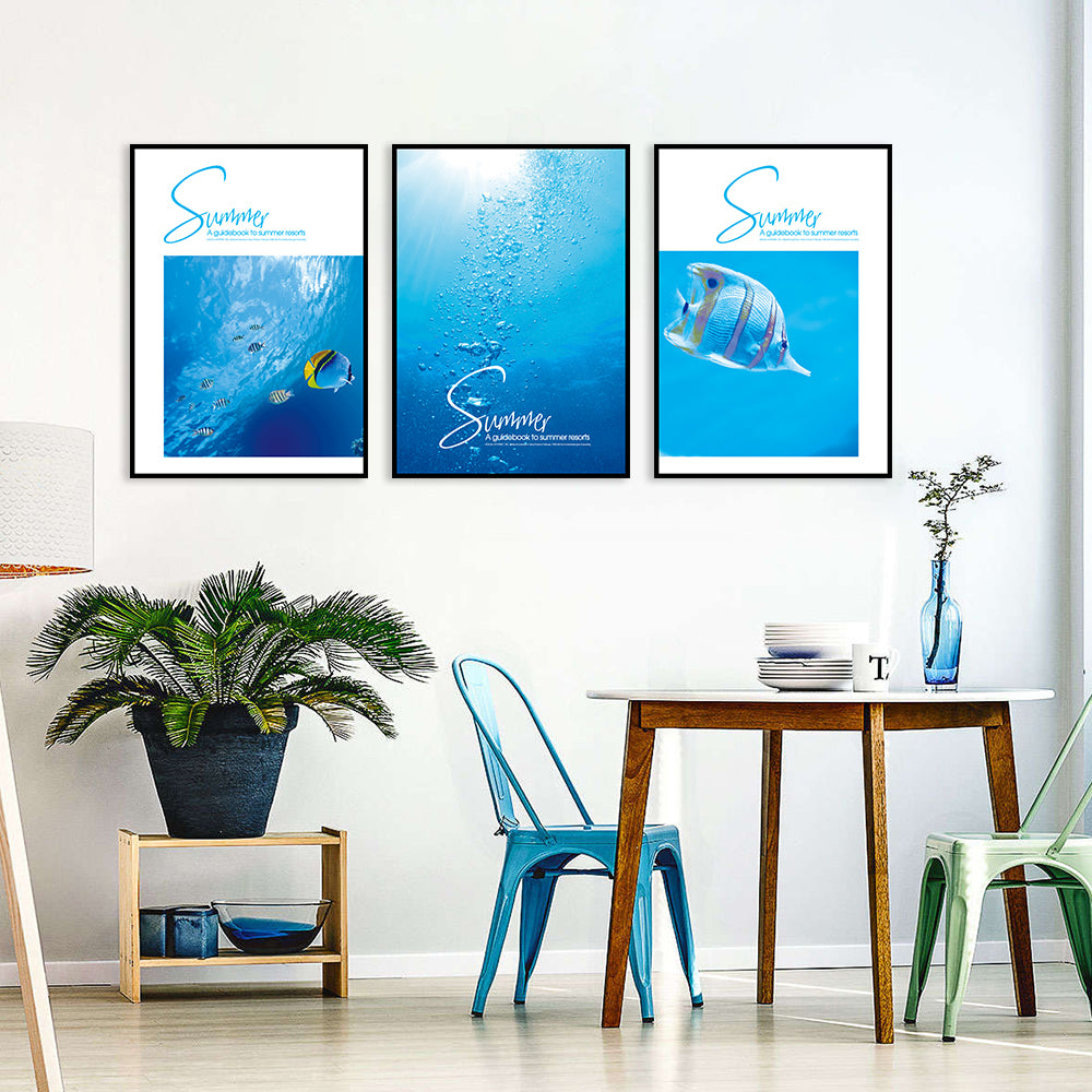 3 Piece Summer Ocean Fish Canvas Wall Art