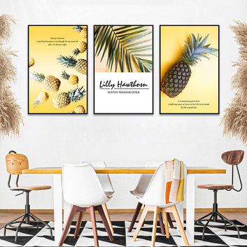 3 Piece Nordic Pineapple and Quotes Canvas Wall Art