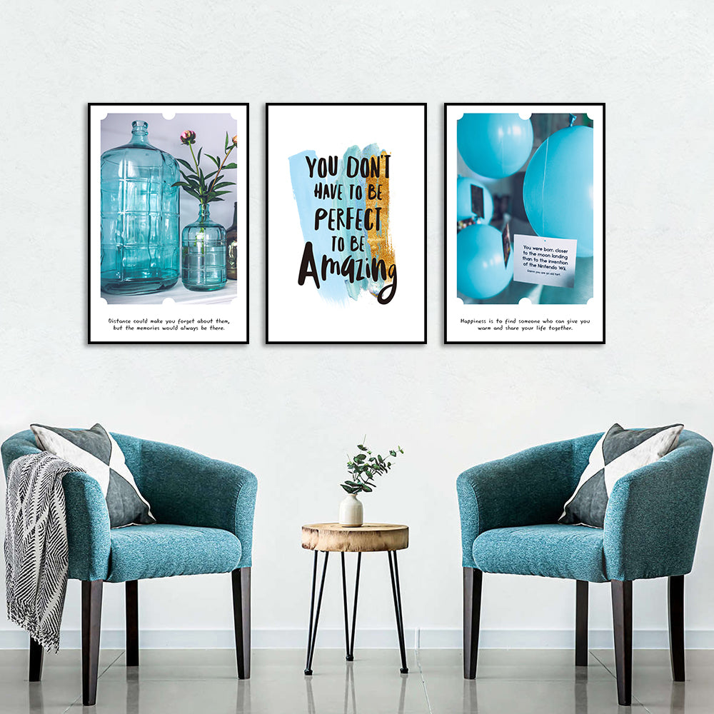 3 Piece You Don't Have to Be Perfect Canvas Wall Art