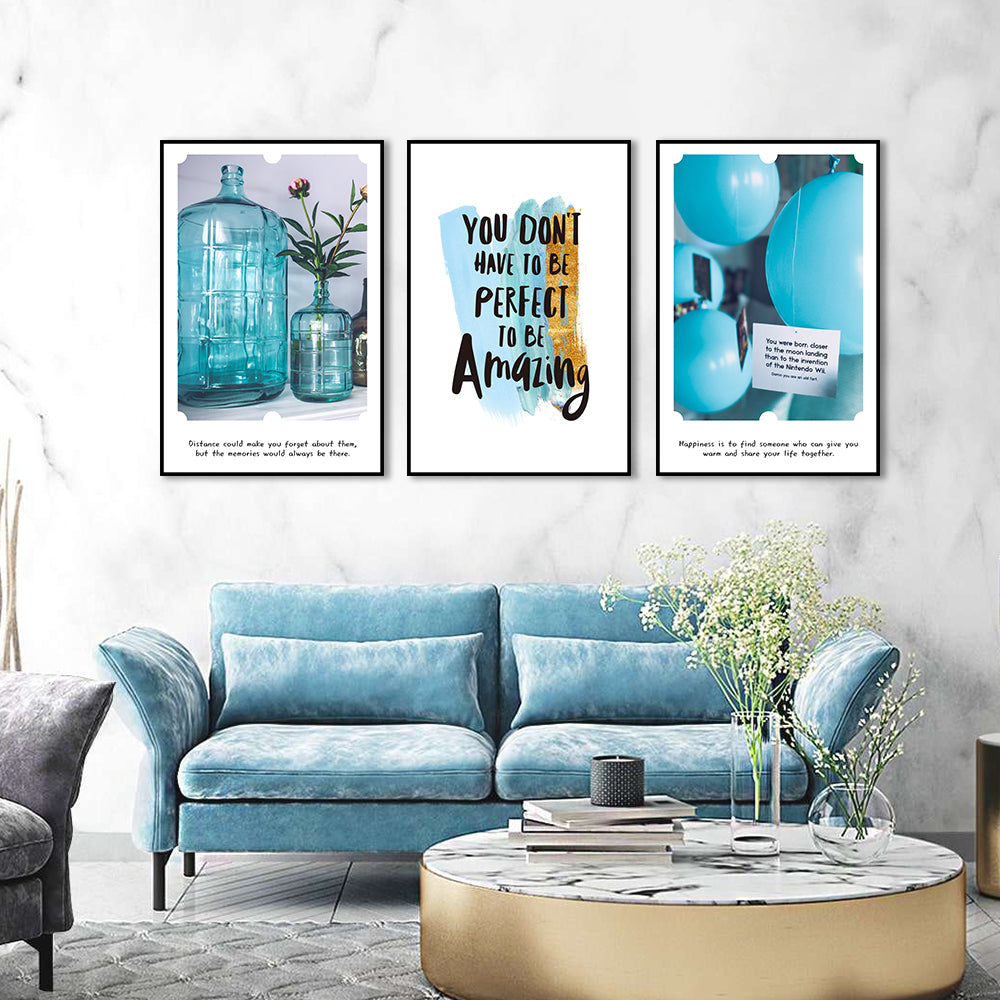 3 Piece You Don't Have to Be Perfect Canvas Wall Art