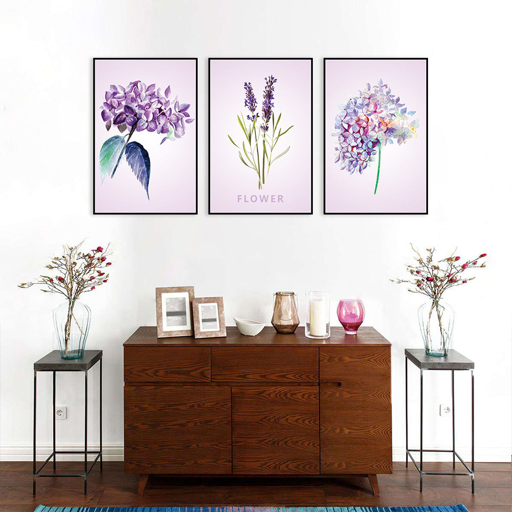 3 Piece Nordic Purple Lavender Canvas Wall Art