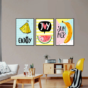 3 Piece Nordic Cute Fruits Canvas Wall Art