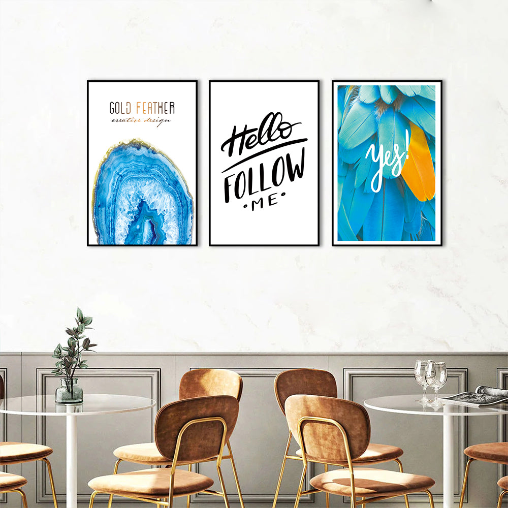 3 Piece Nordic Hello Follow Me Canvas Wall Art