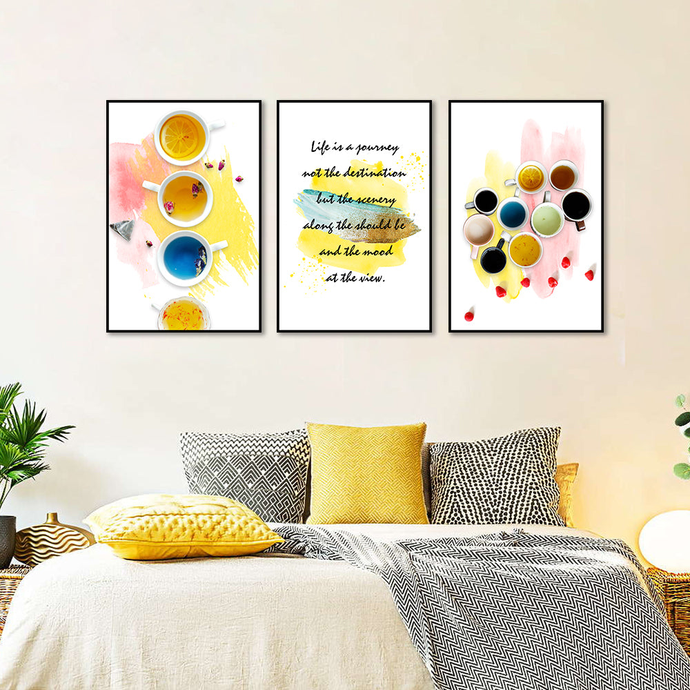 3 Piece Nordic Scented Color Tea Canvas Wall Art