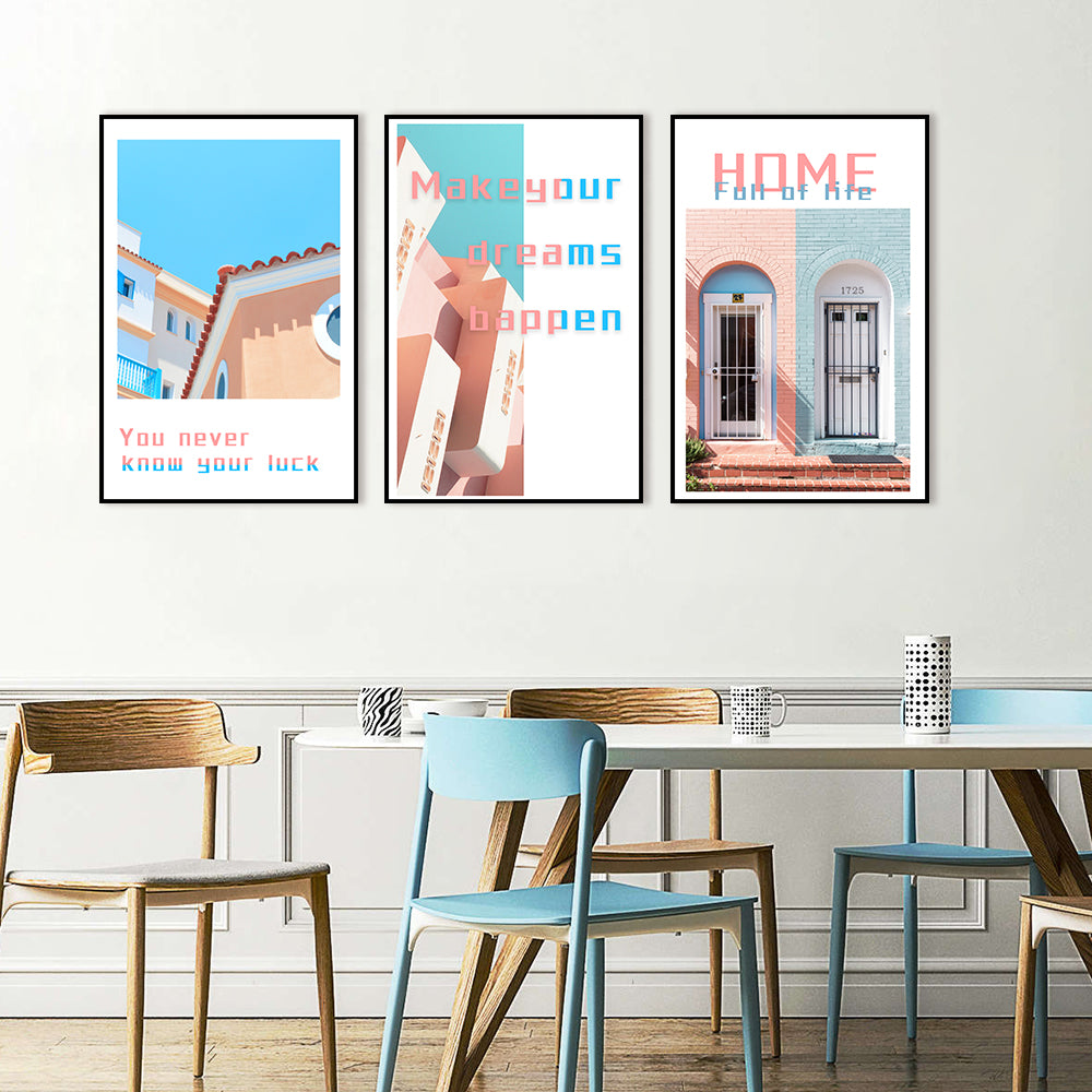 3 Piece Nordic Make Your Dreams Happen Canvas Wall Art