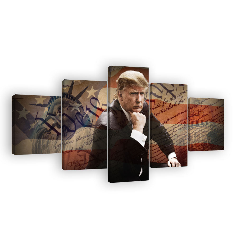 Patriotic Donald Trump 5-Piece Canvas Wall Art 