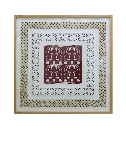 Rustic Red and White Tribal Mandala Wall Art