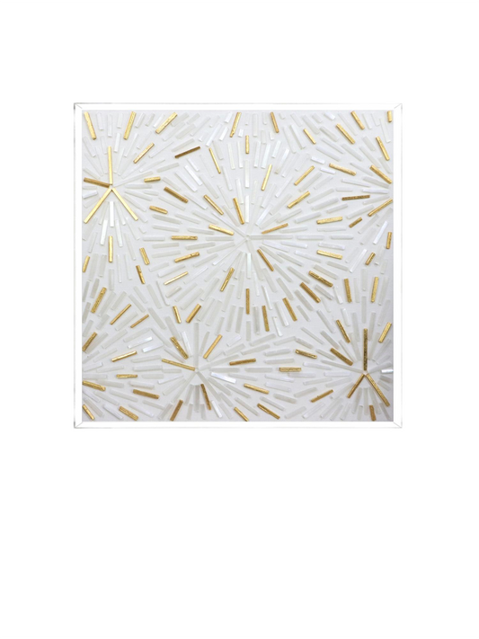 Gold and White Crystal Stone Burst Wall Art