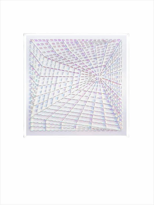 Iridescent 3D Perspective Grid Wall Art