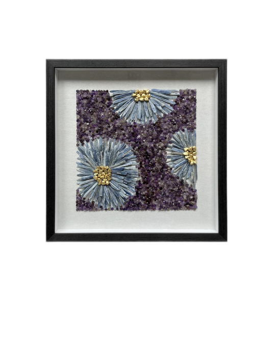 Amethyst and Kyanite Floral Mosaic Wall Art