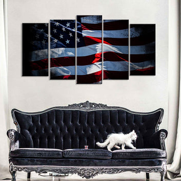 5 Piece Old Glory Shining American Flag Canvas Wall Art