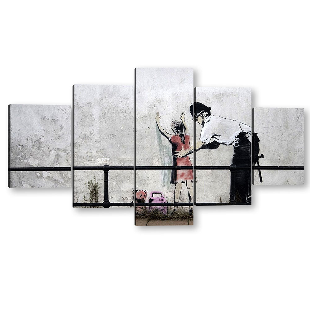 Banksy Little Girl and Police Canvas Wall Art