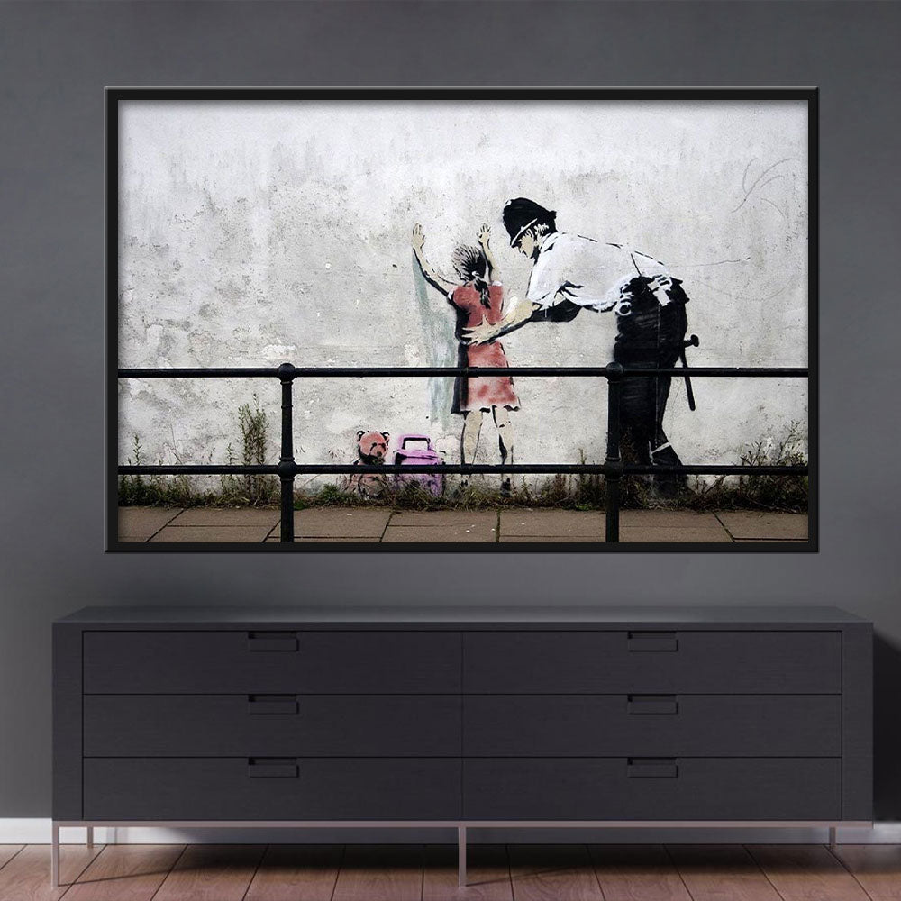 Banksy Little Girl and Police Canvas Wall Art