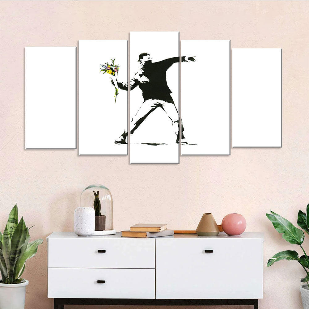 Banksy Rage Flower Thrower Canvas Wall Art
