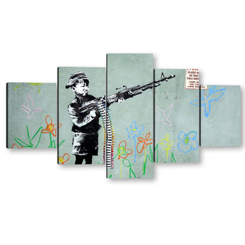 Banksy Crayon Shooter Canvas Wall Art