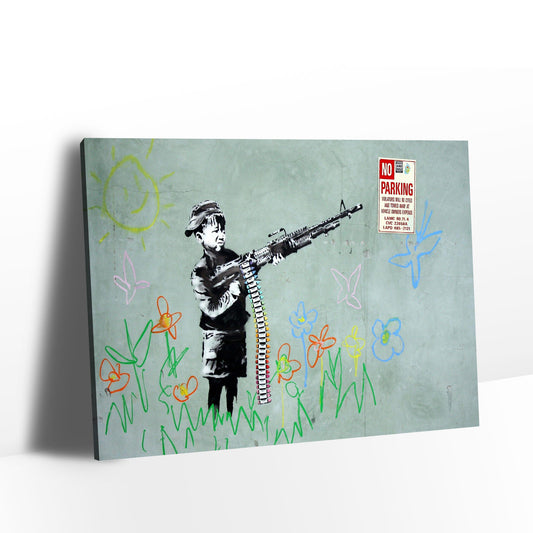 Banksy Crayon Shooter Canvas Wall Art
