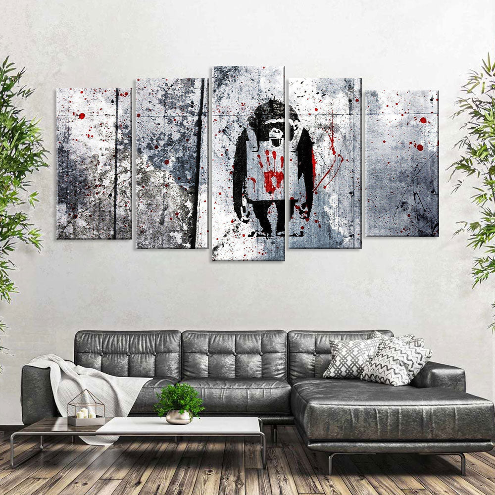 Banksy Blood Monkey Canvas Wall Art