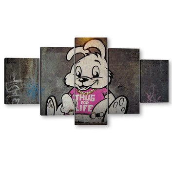 Banksy Thug for Life Rabbit Graffiti Canvas Wall Art