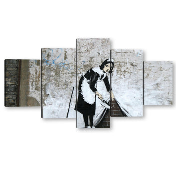 Banksy Maid Sweeping Canvas Wall Art