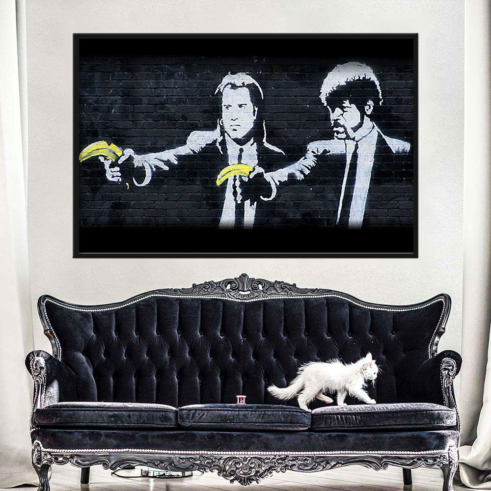 Banksy Pulp Fiction Bananas Canvas Wall Art
