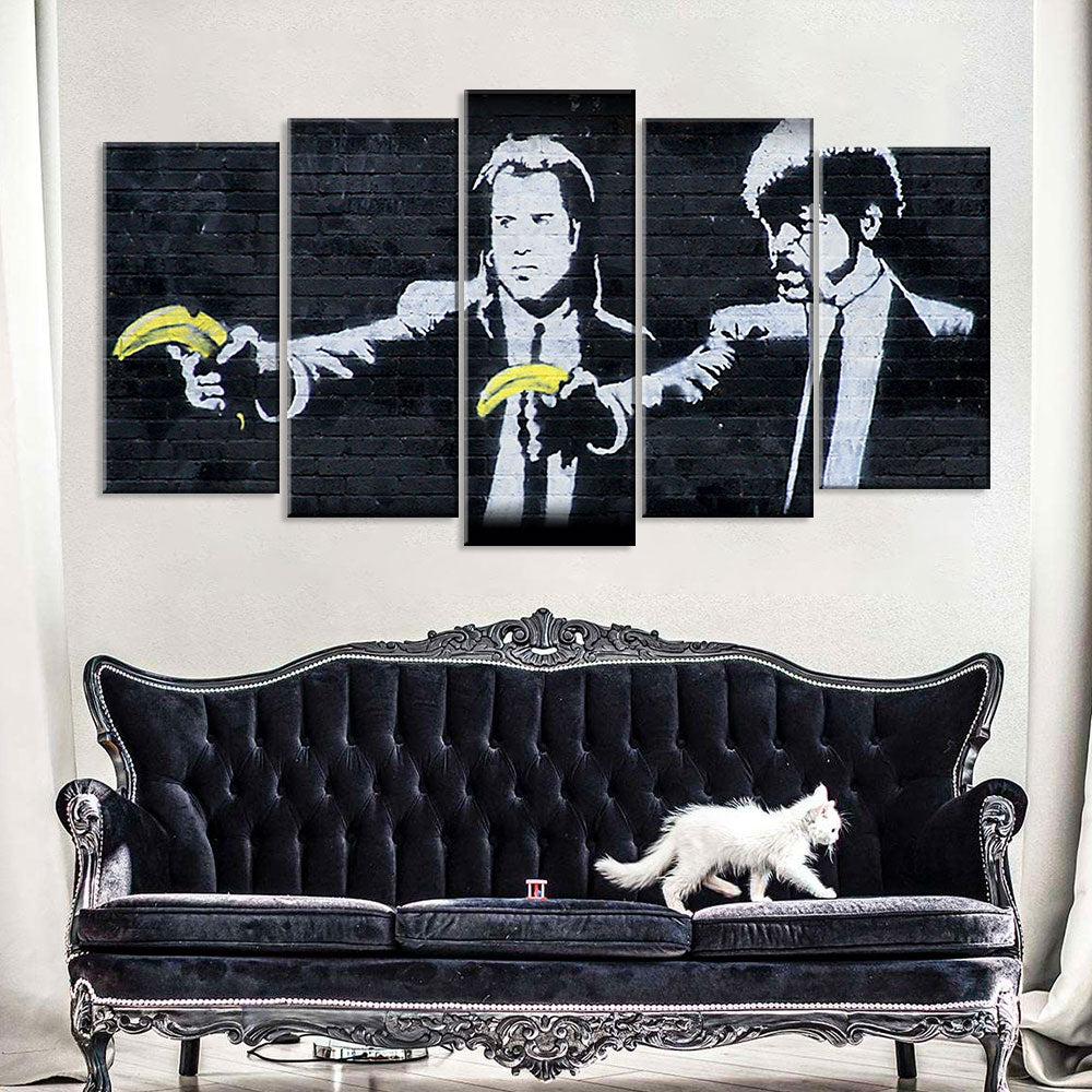Banksy Pulp Fiction Bananas Canvas Wall Art