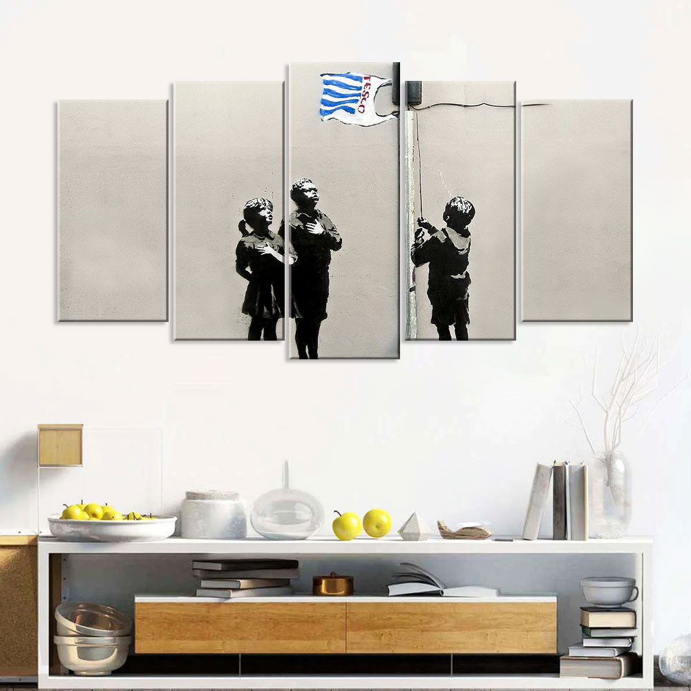 Banksy Tesco Flag Canvas Wall Art