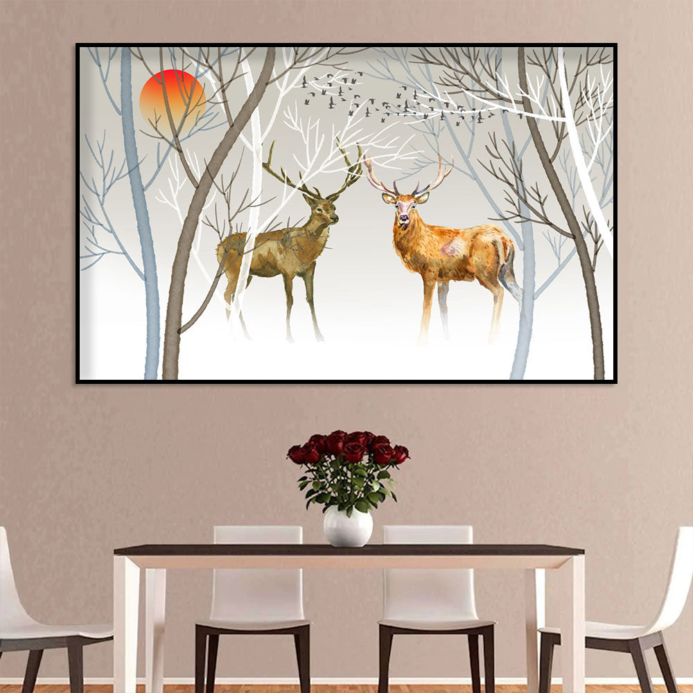 Majestic Deer at Dusk Canvas Wall Art