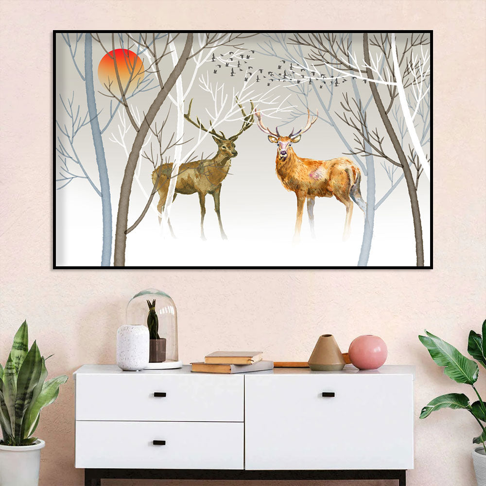 Majestic Deer at Dusk Canvas Wall Art