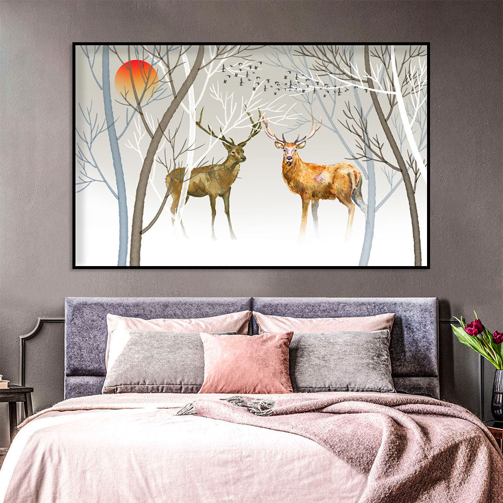 Majestic Deer at Dusk Canvas Wall Art