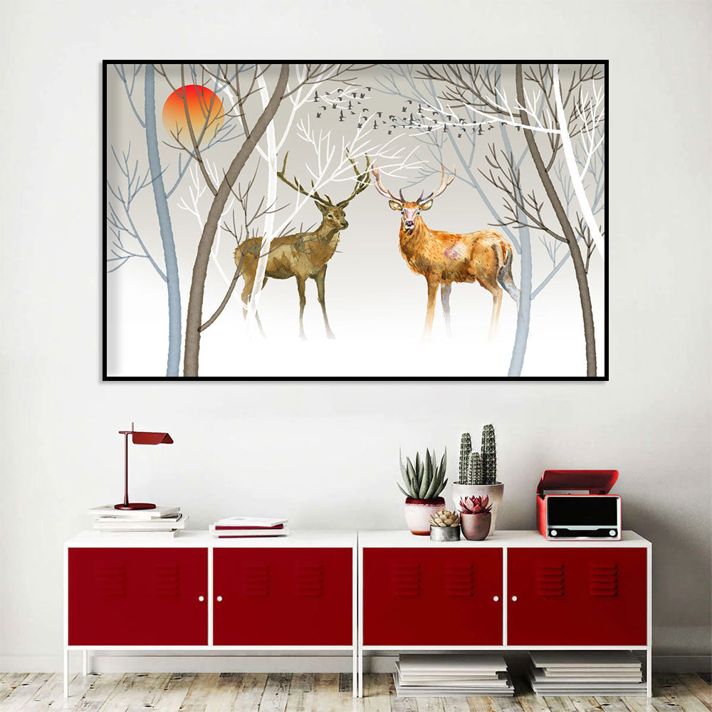 Majestic Deer at Dusk Canvas Wall Art