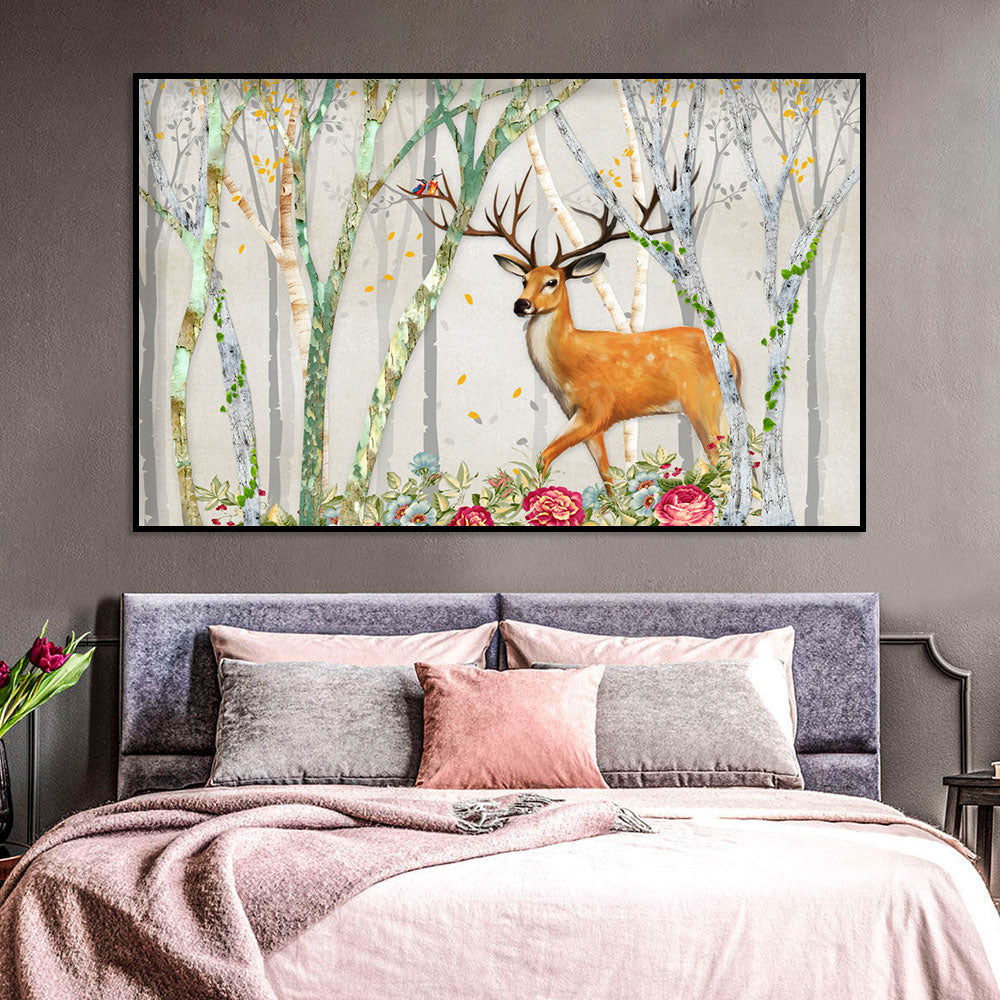 Autumn Forest Stag Canvas Wall Art