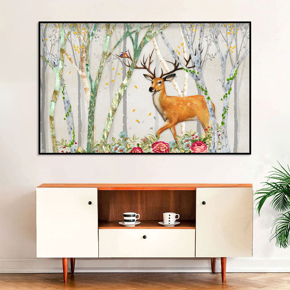 Autumn Forest Stag Canvas Wall Art