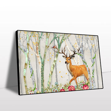 Autumn Forest Stag Canvas Wall Art