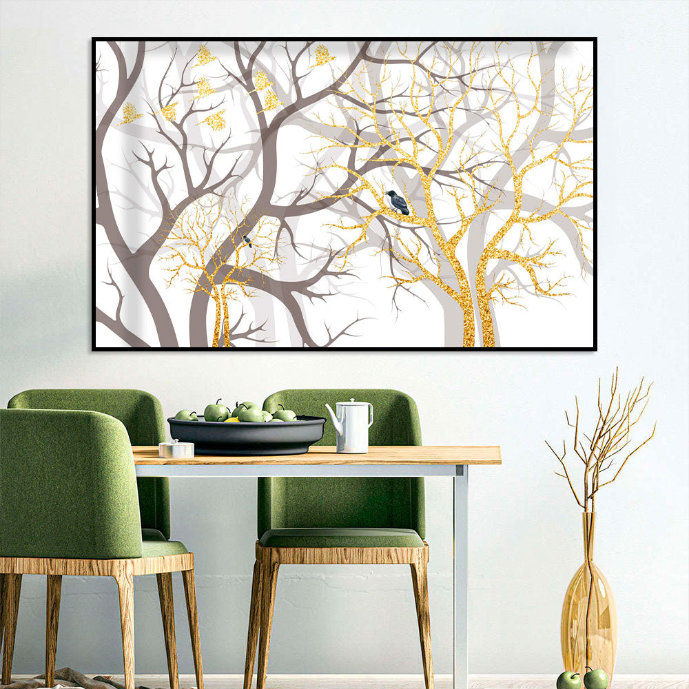 Golden Branches and Bluebird Canvas Wall Art