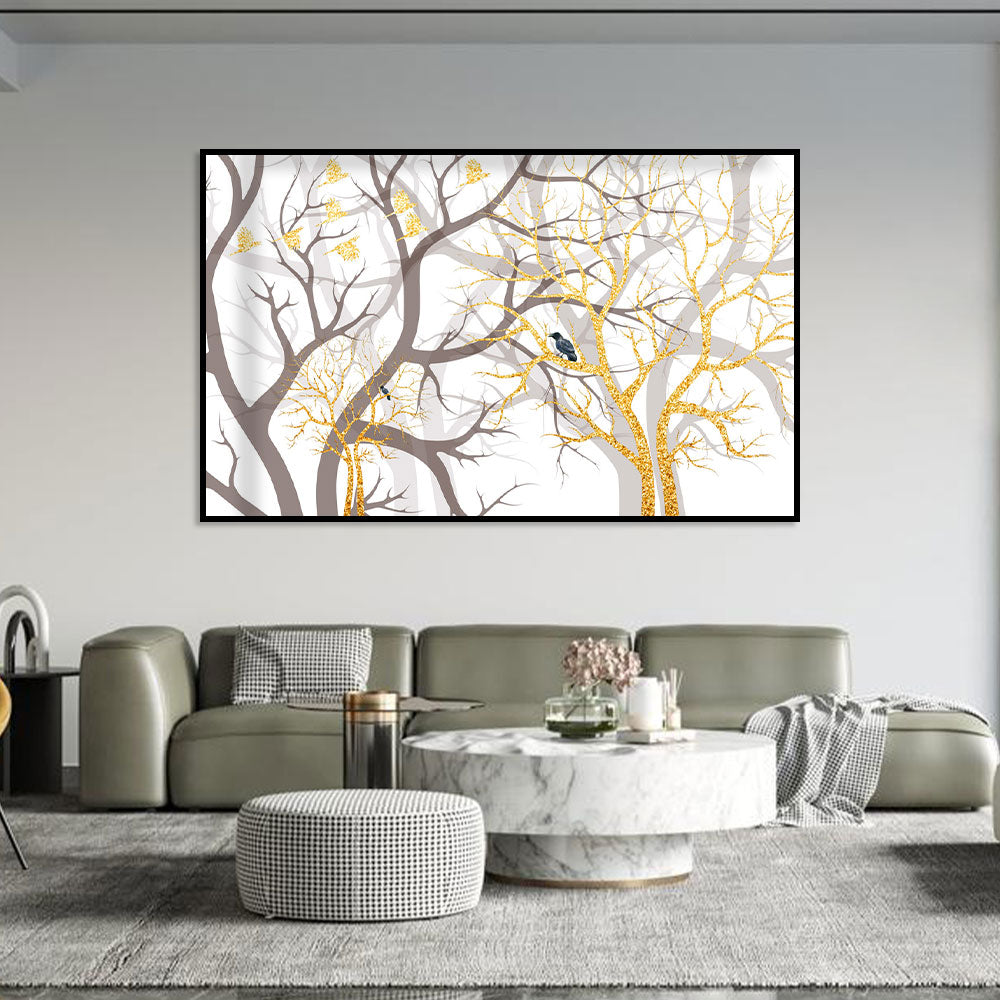 Golden Branches and Bluebird Canvas Wall Art